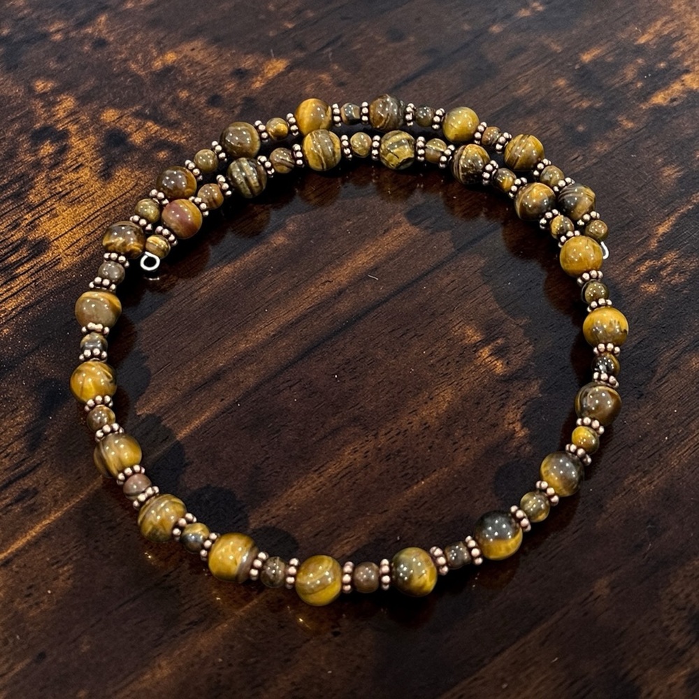 Handmade Tigers Eye Wrap On Choker Necklace